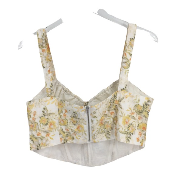 Bardot Broderie Floral Eyelet Corset Crop Top 10/L Tie Front Sweetheart Neck NWD - Picture 4 of 5